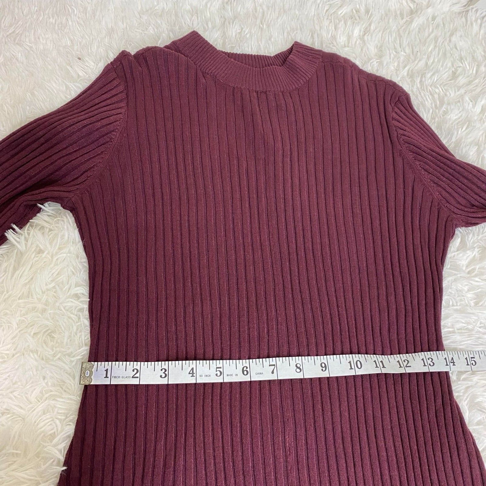 Skinnygirl Limelight MockNeck Keyhole Sweater Dress Women's Sexy Maroon, Medium - Picture 10 of 14